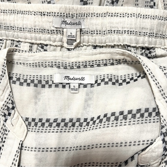 Madewell Women’s Large 2 Piece Lightspun Pull-On Balloon Pant Set Striped Pocket - Picture 9 of 13